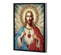 JICFDAO Diamond Painting Carnet de Notes Jesus 14.5x21cm Broderie Diamant Carnet de Notes A5 Cahier Diamant Painting Journal Intime Adulte Carnets Diamants pour Scolaires Bureau Cristal Art Kit Cadeau