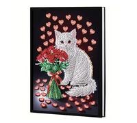 JICFDAO Diamond Painting Carnet de Notes Paperblanks 14.5x21cm Peinture Diamant Cahier Broderie Diamant Journal Intime Adulte Mosaique Loisir Idéal pour Noter Dessiner ou Comme Cadeau Mignon Chat