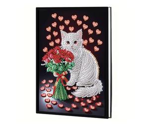 JICFDAO Diamond Painting Carnet de Notes Paperblanks 14.5x21cm Peinture Diamant Cahier Broderie Diamant Journal Intime Adulte Mosaique Loisir Idéal pour Noter Dessiner ou Comme Cadeau Mignon Chat