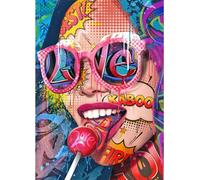 JICFDAO Diamond Painting Femme 30x40cm Diamond Painting Pop Art Puzzle Graffiti Art Tableau Diamant Adulte Peinture Diamant Fluorescent pour Adultes Débutants Salon Chambre Mural Cadeau Décoration