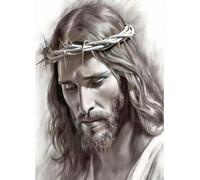 JICFDAO Diamond Painting Jésus Christ 30x40cm Broderie Diamant Noir et Blanc Diamond Painting Adulte Crystal Art Kit Peinture Diamant Canevas Kit Complet Adulte Loisirs Créatifs pour Décoration Murale