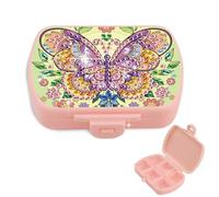 JICFDAO Diamond Painting Pilulier Semainier 9x6.2cm Mini Boite Medicaments Rangement avec 6 Grilles Pillulier Portable Boite a Pilule Étanche et Anti-Humidité pour Voyage et l'usage Quotidien Papillon