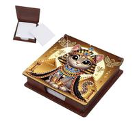 JICFDAO DIY Diamond Painting Boîte à Notes 11x11cm 5D Peinture Diamant Boîte pour Bloc-Notes en Bois avec 160 Feuilles de Blanches Mini Porte Bloc Note Cadeau Décor de Bureau et de Maison Chat Égypte