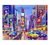 JICFDAO DIY Diamond Painting New York 50x40cm 5D Diamond Painting Paysage Ville Fluorescent Tableau Diamant Adulte Broderie Diamant Grand Format pour Débutants Maison Murale Cadeau Décor Times Square