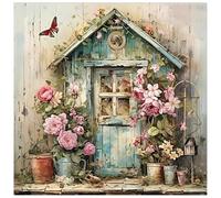 JICFDAO DIY Diamond Painting Paysage Cabane Bois 40x40cm Tableau Perle Diamant Fleur Diamond Painting Adulte Broderie Diamant Kit Complet Artisanat Adultes pour Débutants Détente Murale Cadeau Décor
