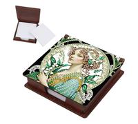 JICFDAO DIY Diamond Painting Support de Bloc-Notes en Bois 11x11cm 5D Peinture Diamant Boîte pour Bloc-Notes Wooden Boîte à Notes Mini Porte Bloc Note Décoration Fée Elfe Ange