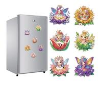 JICFDAO Mini Aimant Frigo Decoratif 6 Pièces Diamond Painting Aimants Tableau Magnétique Peinture Diamant Aimant de Réfrigérateur Frigo Idéal pour Réfrigérateur ou Surfaces Métalliques Fée Elfe Ange