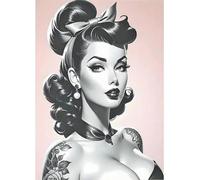 JICFDAO Peinture diamant DIY Femme 30 x 40 cm Peinture diamant Femme Sexy Peinture par numéros Noir Blanc Diamond Puzzle Amusant Loisirs Créatifs Cadeau Fait à la Main Œuvre d'art Décoration murale