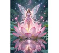 JICFDAO Peinture diamant fée 30 x 40 cm - Peinture diamant fée lotus - Peinture par numéros - Ange - Puzzle Lotus pour débutants - Facile à faire soi-même - Pour la maison, la chambre à coucher, le