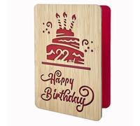 JICHENGCRAFT Carte de vœux pour 22e anniversaire, faite à la main, cartes de vœux en bois, carte d'anniversaire pour femme, mari, ami