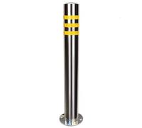 jiChenxiang Heavy Duty Parking Post Security BER Round Driveway Bollard Post Pole Fixed Stainless Steel Parking Bers with Reflective Strip, Height 750/1000mm (Silver 114x750MM) (Silver 114x1000MM)
