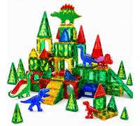 JICIKI Lot de 54 pièces de jeu de dinosaures magnétiques pour enfants | STEM Briques magnétiques pour garçons et filles de 3 ans et plus, jouet Montessori sensoriel pour enfants de 3 ans et plus