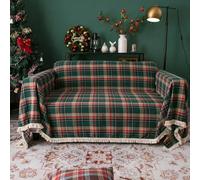 JIcloun Noel Plaid Canape Grande Taille Noël Jeté de Lit Couverture de Jet Glands Jacquard, Housse de Canapé, Décoration du Nouvel an, Nappe de Noël, Fête de Noël - 180x230cm