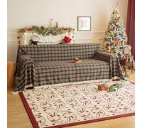 JIcloun Noel Plaid Canape Grande Taille Noël Jeté de Lit Couverture de Jet Glands Jacquard, Housse de Canapé, Décoration du Nouvel an, Nappe de Noël, Fête de Noël - 180x260cm