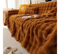 JIcloun Plaid Canape Grande Taille Doux et Moelleux Polaire Marron Clair Antiderapant Housse de Canapé 1 2 3 5 Places, Cocooning, Couverture idéal comme Jeté de Canapé ou Couvre-lit