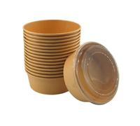 Jicyor 20 Pièces 1000ml Bols Jetables Ronds Compostables - Gobelets à Glace Non Imprimés pour Salades, Glaces et Desserts