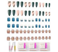 Jicyor 3 Séries Faux Ongles Court Français, Soft Gel Carrés Press on Ongles, Couverture French Capsules Ongles, Acrylique Bâton sur Les Ongles avec Autocollants Adhesif Press on Nails (72 Pièces)