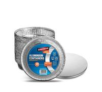 Jicyor 30 Pièces Barquette Aluminium avec Couvercle, Ronde, Plat Jetable pour Cuisson, Grillage, Congélation et Stockage