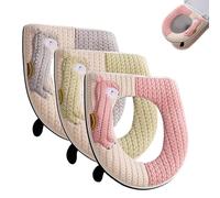 Jicyor 3pcs Tapis De SièGe De Toilettes Chaud Antibactérien Couverture de Siège de Toilette Étanche Universel Housse pour Abattant de WC Lavables avec Passant de Suspension Fermeture Éclair
