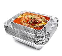 Jicyor 50 Pièces Barquette Aluminium 1100ml - Plat Jetable pour Congélation, Grillage, Cuisine, Restauration et Stockage