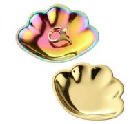 Jicyor Bijoux de Rangement Assiette, 2 Pièces Plateau De Bijoux En Forme De Coquille Plateau De Rangement En Acier Inoxydable Exposition De Bijoux Plateau Pour Ranger Des à Bijoux Cosmétiques Parfums