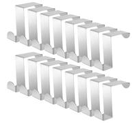 Jicyor Crochets de Porte 16 Pièces Patères Métal Porte Manteau de Porte Acier Inoxydable Crochets Sans Perçage Réversible pour Porte Standart Tiroir Placard Cuisine