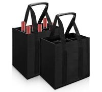 Jicyor Lot de 2 porte-bouteilles, pour 6 bouteilles, en tissu Oxford, réutilisables, pour bouteilles d'eau, vin, bière