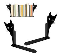 Jicyor Lot de 2 Serre-Livres en métal,Motif Chats Noirs Décoration Stable pour Le Bureau et la Maison