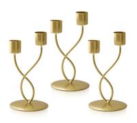 Jicyor Lot de 3 bougeoirs dorés en fer doré avec double bougeoir - Décoration élégante pour votre maison