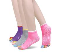 Jicyor Lot de 3 paires de chaussettes de yoga antidérapantes pour femme, pour yoga, pilates, danse, ballet et fitness