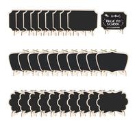 Jicyor Lot de 30 petits tableaux à craie - Tableau noir en bois avec support - Pour mariage, buffet, fête - Décoration de table