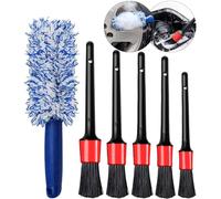 Jicyor Lot de 6 brosses de nettoyage pour voiture, brosse de nettoyage pour roues de voiture et brosse de nettoyage de voiture (lot de 5), brosse de détail automobile et brosse de nettoyage de roue