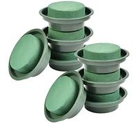 Jicyor Lot de 8 pièces de mousse florale ronde verte avec bol, kit d'arrangement à faire soi-même, mousse pour travaux manuels, décoration de mariage et fleuriste