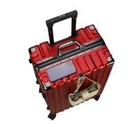 Jidanmian ABS Hardside Luggage,Lightweight Hardside Suitcase with Spinner Wheels/Sturdy Combination Lock,Waterproof Large Checked Luggage for Travel(Red,22")