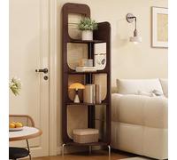 Jidanmian Étagère d'angle Haute en rotin à 4 Niveaux, bibliothèque d'angle étroite avec Pieds en métal, étagère d'angle Moderne en Bambou pour Salon, Chambre, Balcon, Bureau(Natural)