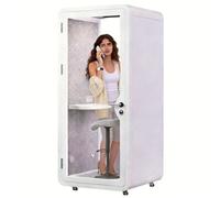 Jidanmian Large Mobile Office Pod Booth Soundproof Office Pod Booth with Desk, Fans and AC USB Ports, Private Meeting Room for Focused Work, Study, and Call Privacy(B,120x120x233cm)