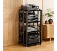 Jidanmian Meuble TV/Audio à roulettes, capacité de Charge de 50 kg par Niveau, Meuble Audio avec étagère réglable, Support de Rangement Mobile pour imprimante et Home ciném(Black)