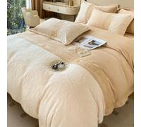 Jidanmian Parure de lit en Velours King Size avec Fermeture éclair Invisible, Couvre-lit matelassé brodé Exquis, Toutes Saisons, 1 Housse de Couette, 2 taies d'oreiller, 1 Drap de lit.(C,200x230cm)