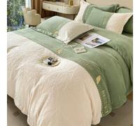 Jidanmian Parure de lit en Velours King Size avec Fermeture éclair Invisible, Couvre-lit matelassé brodé Exquis, Toutes Saisons, 1 Housse de Couette, 2 taies d'oreiller, 1 Drap de lit.(A,200x230cm)