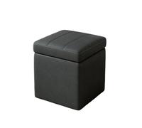 Jidanmian Pouf de Rangement carré, Petit Repose-Pieds en Cuir, Pouf Multifonction imperméable, Fauteuil de Coiffeuse, Banc de Chevet pour Salon, Chambre à Coucher ou Salle de Maquillage.(Black)