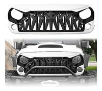 JidddD pour Jeep Wrangler JK 2007-2018 Grille Calandre Avant,Pièces de radiateur de calandre de Pare-Chocs Avant de Voiture,B-Noir-Blanc