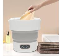 JIDIJINGH Mini machine à laver pliable 13 l, petite machine à laver portable avec 3 modes et panier d'égouttement, ozone et lumière bleue, pour sous-vêtements, vêtements de bébé, voyage, camping
