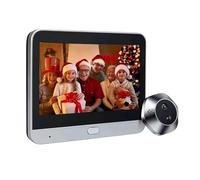 JIDKEINNH 4.3 inch WiFi Door Viewer Smart Tuya Video Doorbell Camera Peephole 2-Way Audio Mini Camera Motion Detection Night Vision(Doorbell,Without Card)