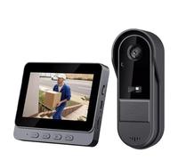 JIDKEINNH Wireless WiFi Doorbell Camera 1080P Video Intercom Doorbell Waterproof 4.3in IPS Screen Home Security Door Bell IR Night Vision(Black with 32G Card)