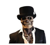 JIDNYAFE Masque D'horreur Squelette D'Halloween, Fête De Vacances, Cosplay, Chapeau Complet En Latex, Crâne De Vengeance, Masque Complet(Red skull and Hat)