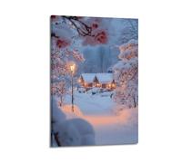 JIDUHON Poster de saison Snowy Cottage by The Streetlamp.jpg Poster moderne sur toile décorative esthétique 20 x 30 cm style cadre