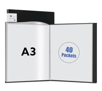 Jidyllic A3 Livre de présentation,40 Pochettes Transparentes Pochettes Protecteurs Portfolio Art Livre Transparent pour Les œuvres d’Art, Feuille de Rapport, Lettre