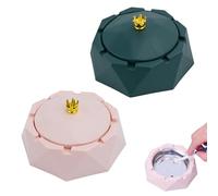 Cendrier INOX Cendrier avec Couvercle,2 Pcs Cendrier avec Couvercles Cendrier en Béton Cendrier Fermé pour La Décoration de La Maison et du Burea