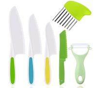 Jidyllic Kit Couteau sécurité de Cuisine pour Enfants,6 Pcs Couteau Cuisine Enfant Couteaux de Sécurité pour Enfant avec Bord Dentelé pour Couper et Cuire des Fruits ou Légumes