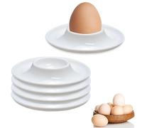 Jidyllic Lot de 4 coquetiers souples en plastique blanc empilable avec plateau pour œufs durs de cuisine, petit déjeuner, dîner